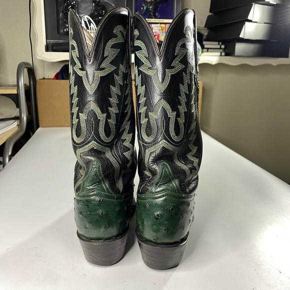 Lucchese Classics Ostrich Exotic Full Quill Boots Green Men\'s 8D main image 10